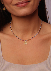 Halskette Sternzeichen Fisch Natursteine vergoldet mit Anhänger