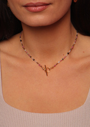 Sternzeichen Steinbock Halskette Natursteine Vergoldet Toggle