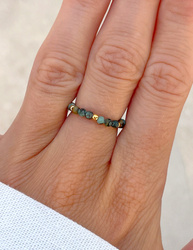 Elastischer Ring aus Afrikanischem Türkis und 925er vergoldetem Silber
