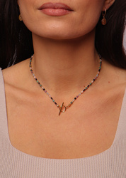 Halskette Sternzeichen Wassermann Natursteine Vergoldet Toggle