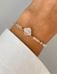 Armband aus Bergkristall und Hämatit in Goldfarbe