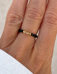 Elastischer Ring: Schwarzer Turmalin mit Citrin – Schutz und Wohlstand