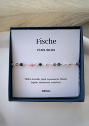Fische Sternzeichen Armband Silber Perlen