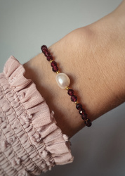 Armband Natursteine Granat Perle Seidenfaden