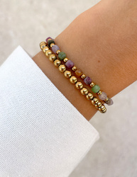 Armbänder auf einem elastischen Band - Turmaline mit Hämatit